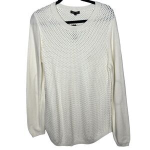 New! Lety & Me Josey Elbow Patch Crew Neck Knit White Women’s Sweaters Sz XL